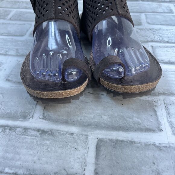 Pedro Garcia Verena Women’s 6.5/7 US -37.5 Chocolate Leather Ankle Cuff Sandals - Picture 5 of 12